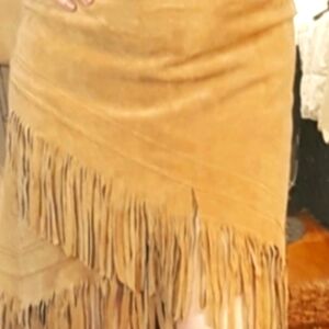 LeChateu Suede fringe skirt